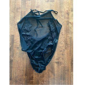 Nasty Gal Floral Lace Sheer Mesh Bodysuit Black (6)